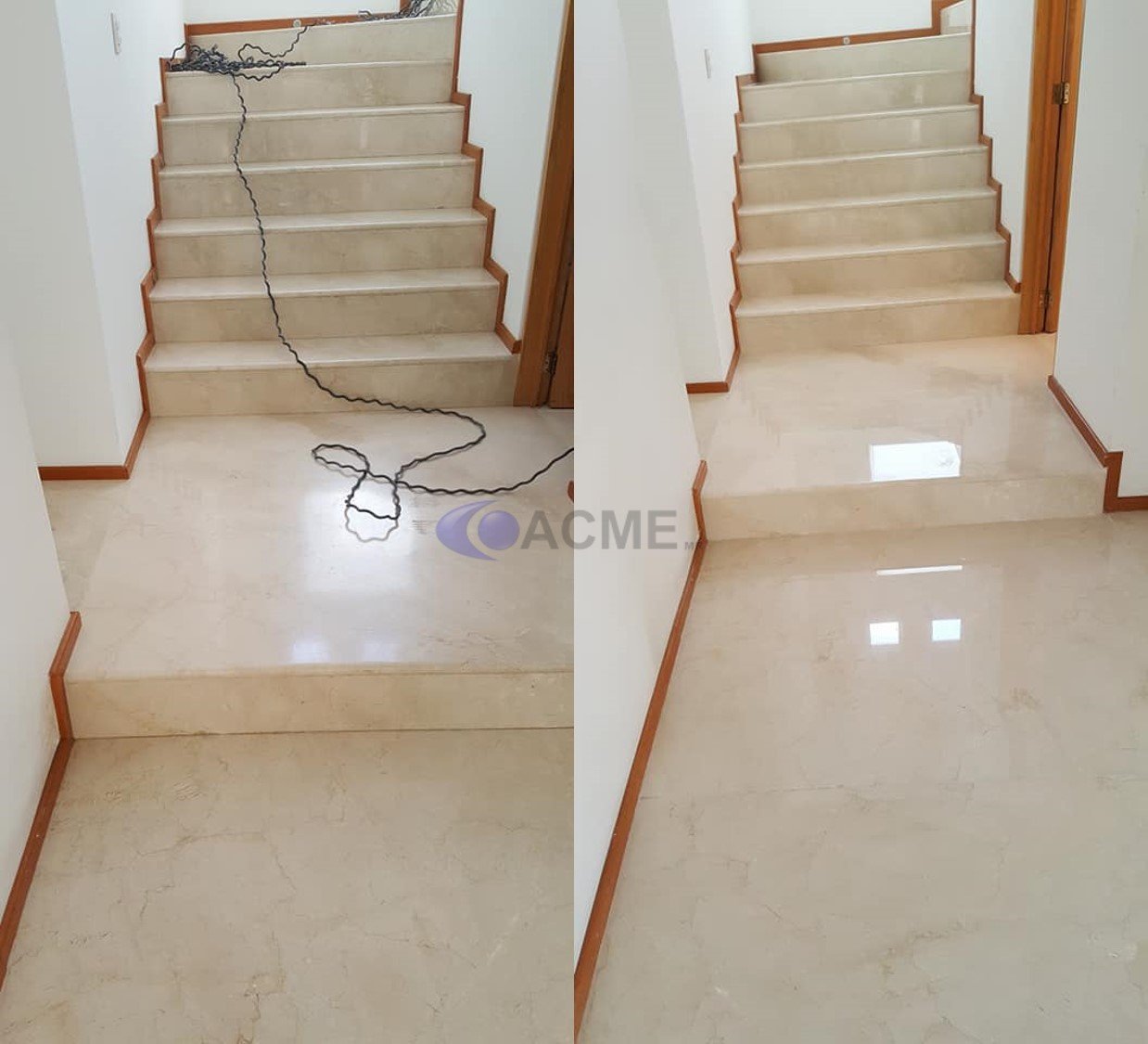 pulido de escaleras de mármol